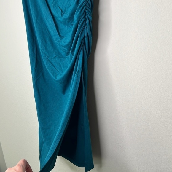 Bobi Shirred High Slit Midi Skirt in Mystic Teal Size XS NWT! - Picture 9 of 11